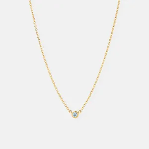 14K Gold Modern Diamond Solitaire Necklace