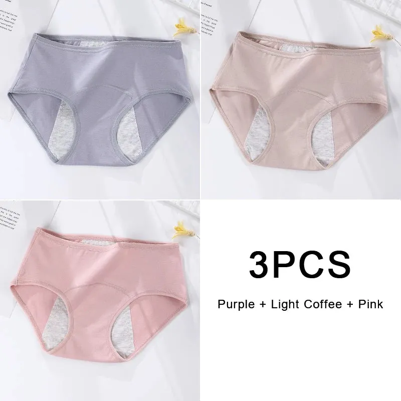 3PCS/set Women's Menstrual Briefs Leakproof Underwear