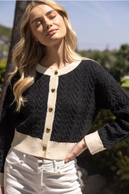 Accent Button Contrast Cardigan