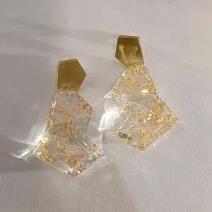 Acrylic Gold & Clear Earrings