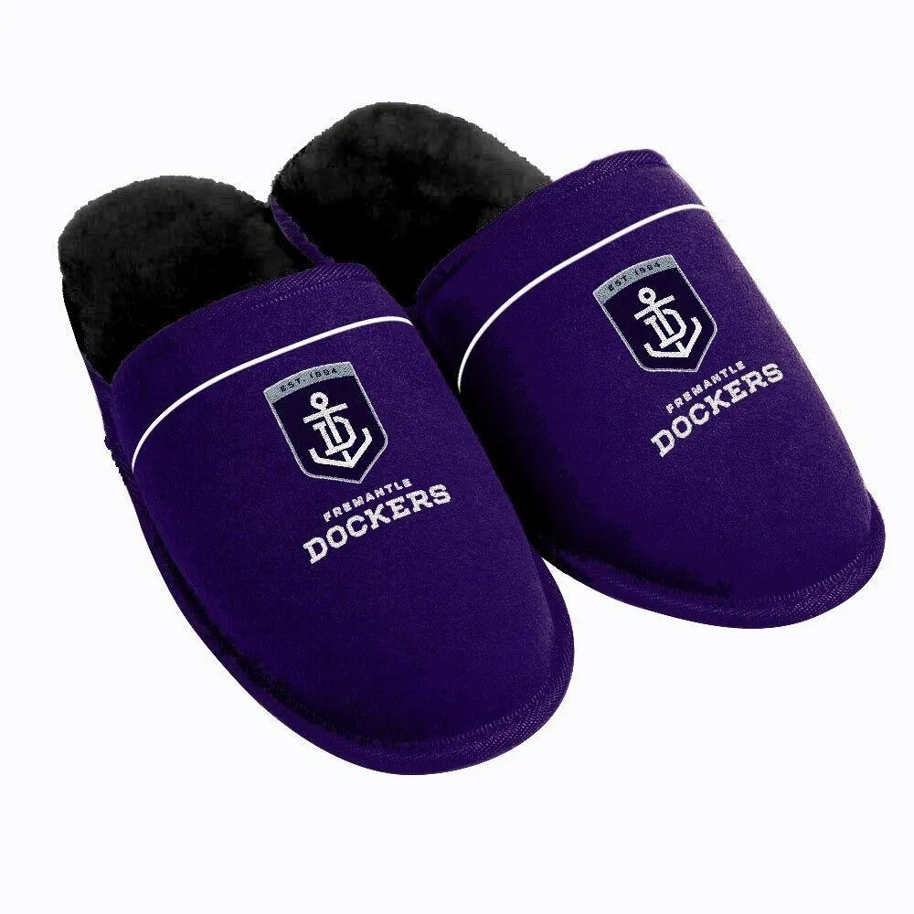 AFL Supporter Slippers - Fremantle Dockers - Mens Size - Fluffy Winter Shoes