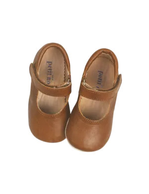 Ballerina Shoe with Velcro - Cognac