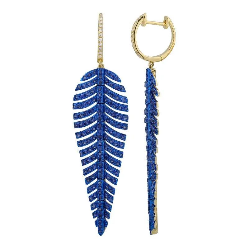 Bold Color Gemstone Feather Earrings