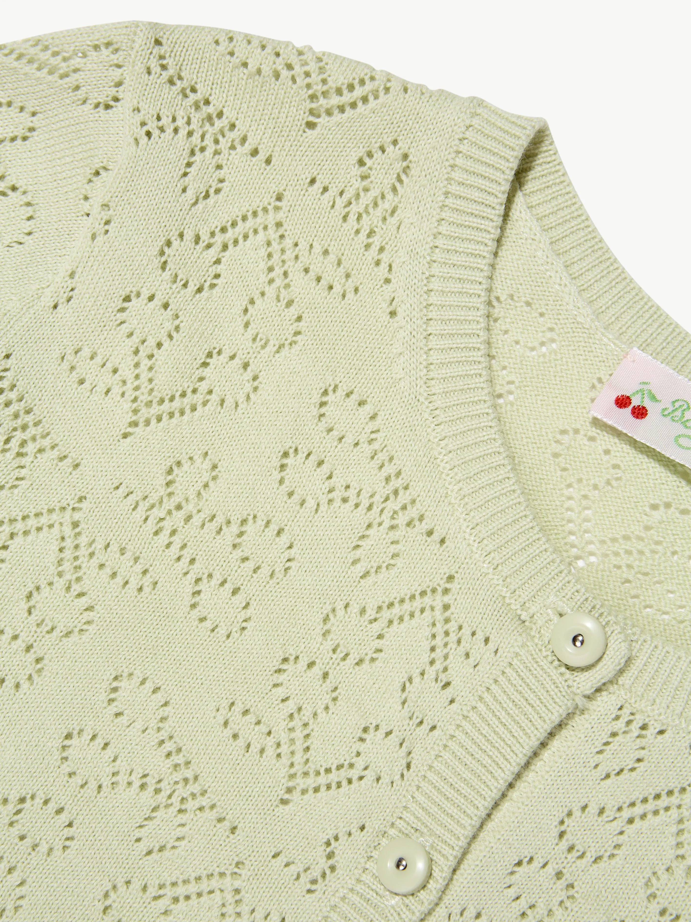 Bonpoint Girls Knitted Cardigan in Green