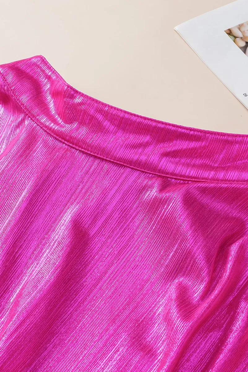 Bright Pink Knotted Backless Blouse