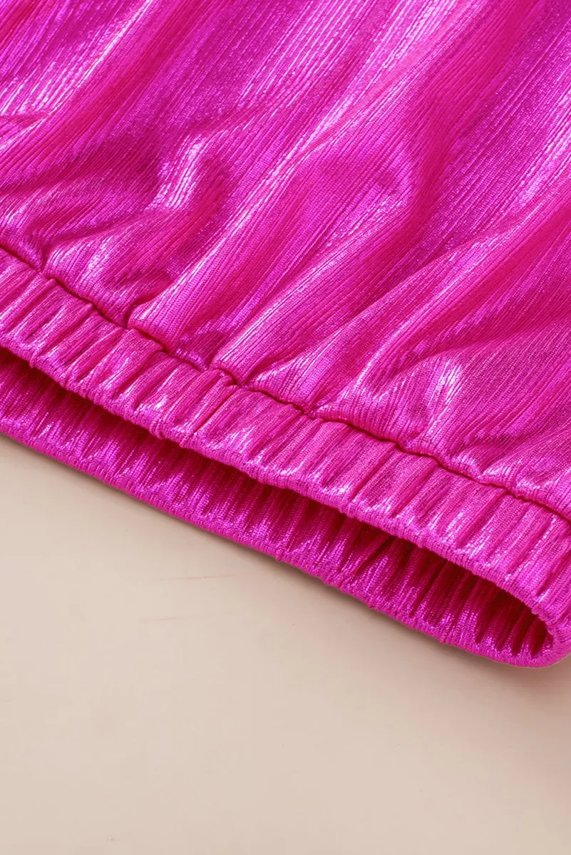 Bright Pink Knotted Backless Blouse