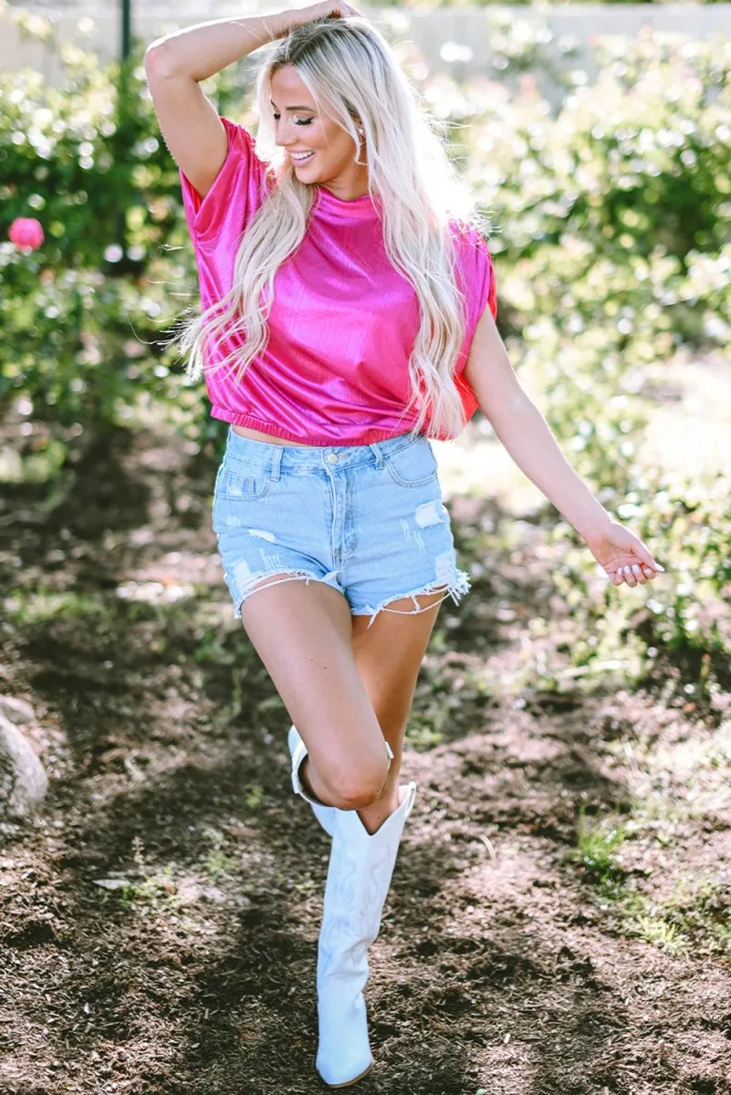 Bright Pink Knotted Backless Blouse