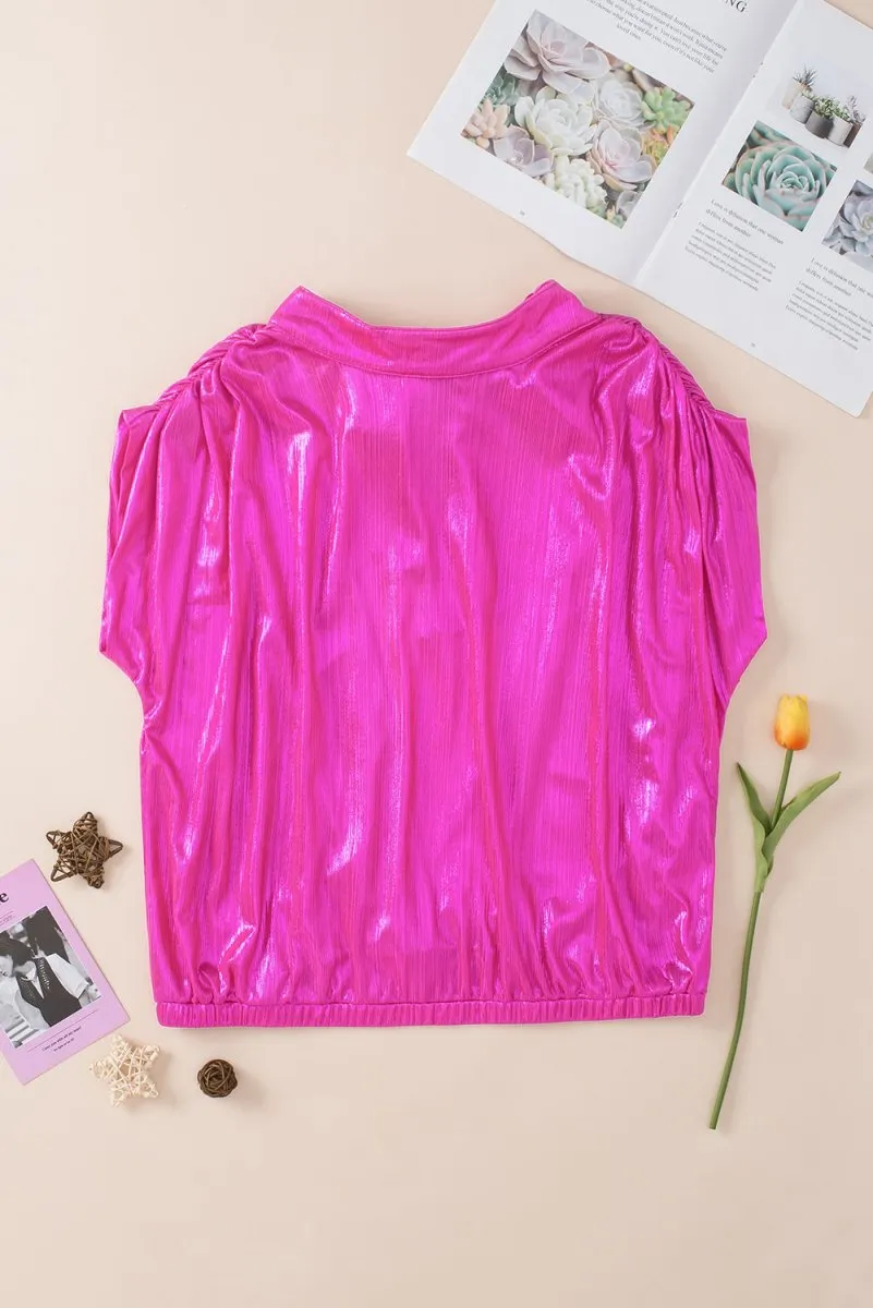 Bright Pink Knotted Backless Blouse