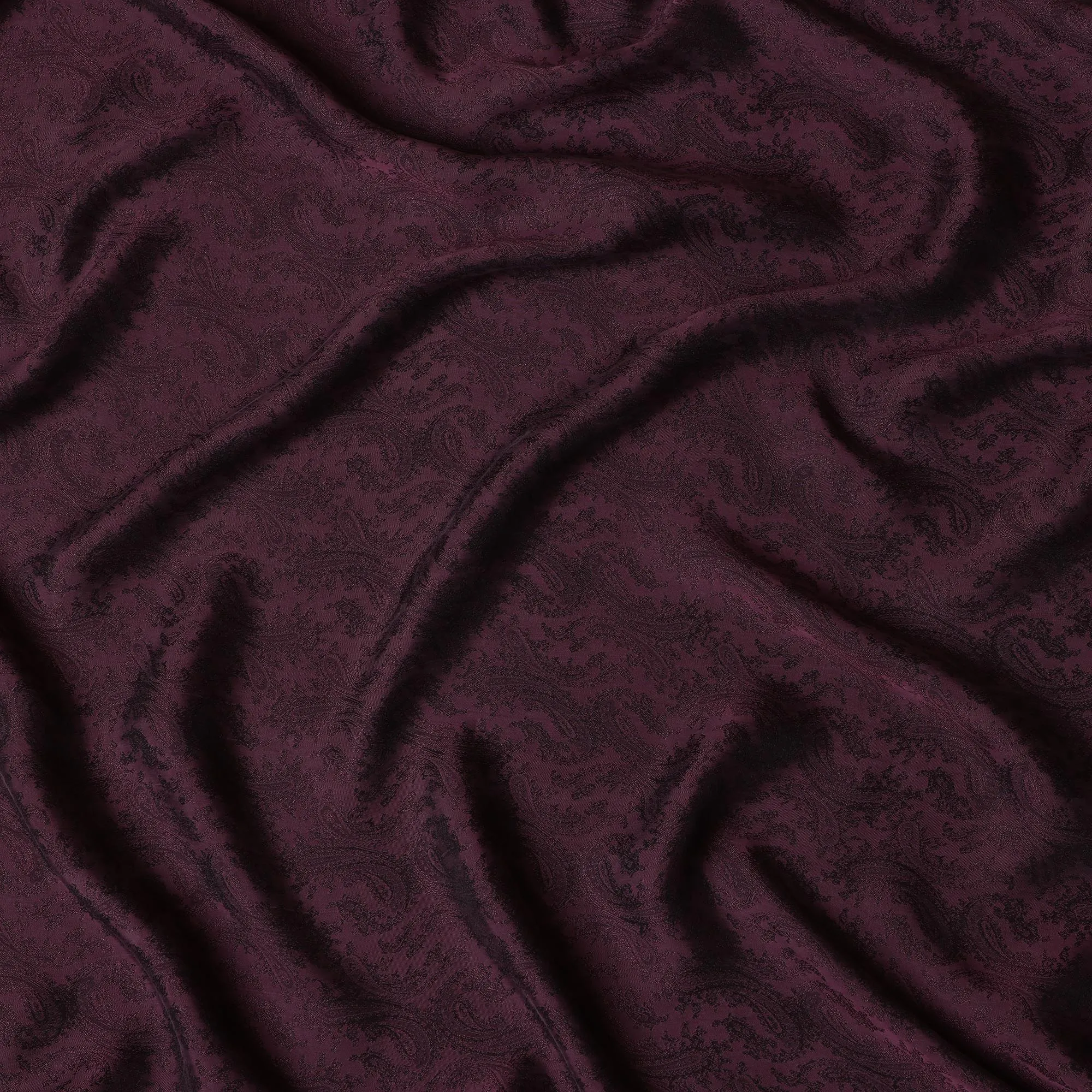 Burgundy Paisley Cupro Bemberg Fabric, 140 cm Wide, Made in Japan-D21006