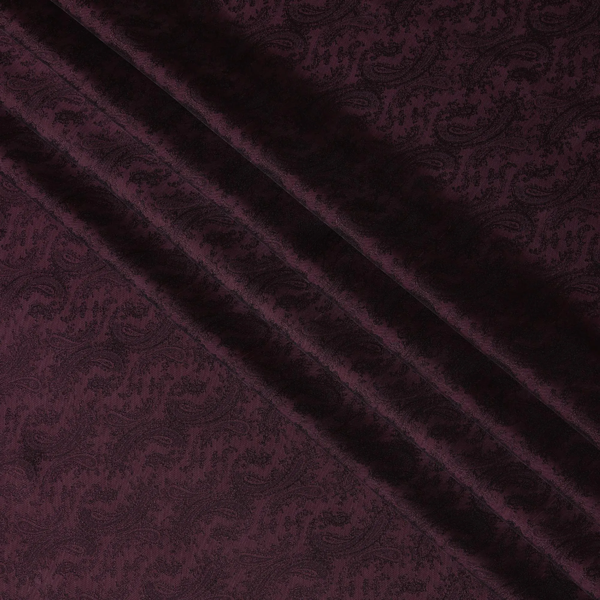 Burgundy Paisley Cupro Bemberg Fabric, 140 cm Wide, Made in Japan-D21006