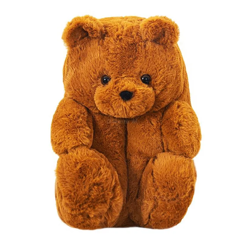 Caramel Brown Teddy Bear Plush Slippers