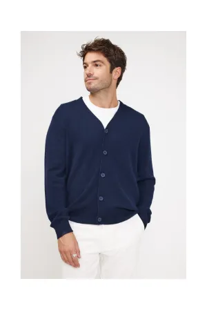 Cardigan Col V Zael - Bleu Marine - 100% Cachemire Oeko-Tex - Homme