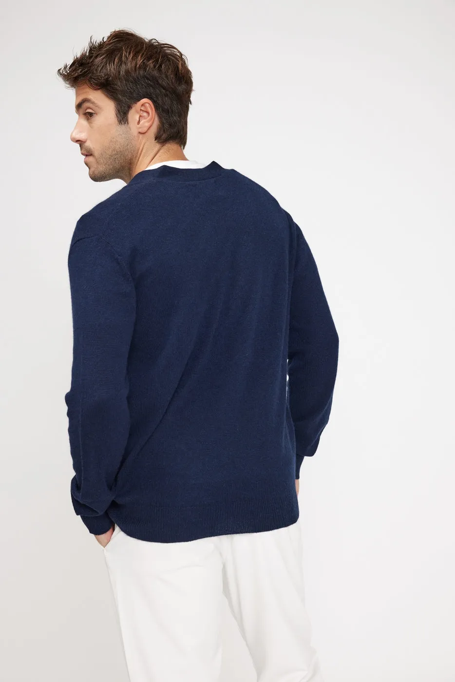 Cardigan Col V Zael - Bleu Marine - 100% Cachemire Oeko-Tex - Homme