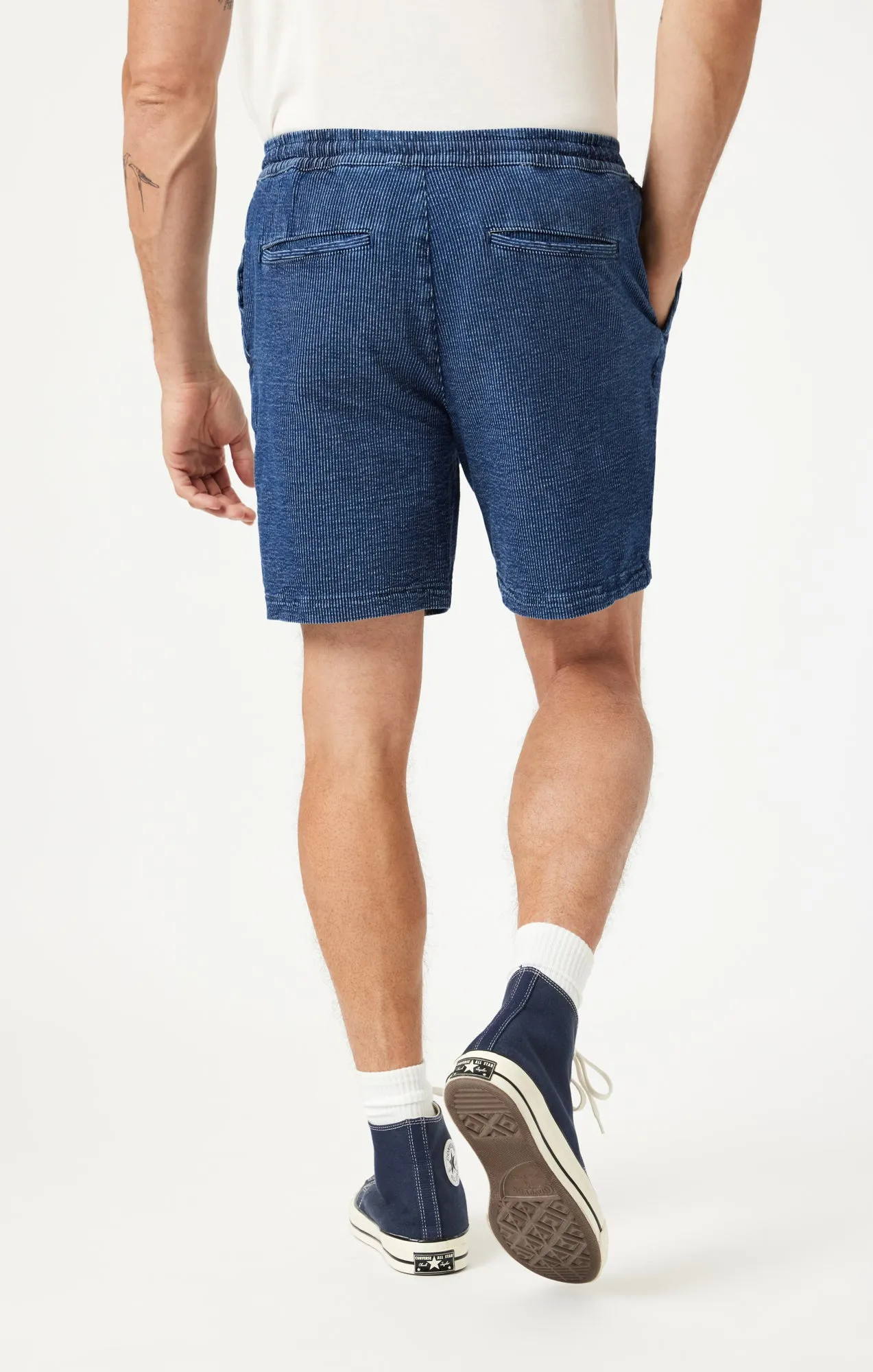 CLINT JOGGER SHORTS IN DARK STRIPE ATHLETIC