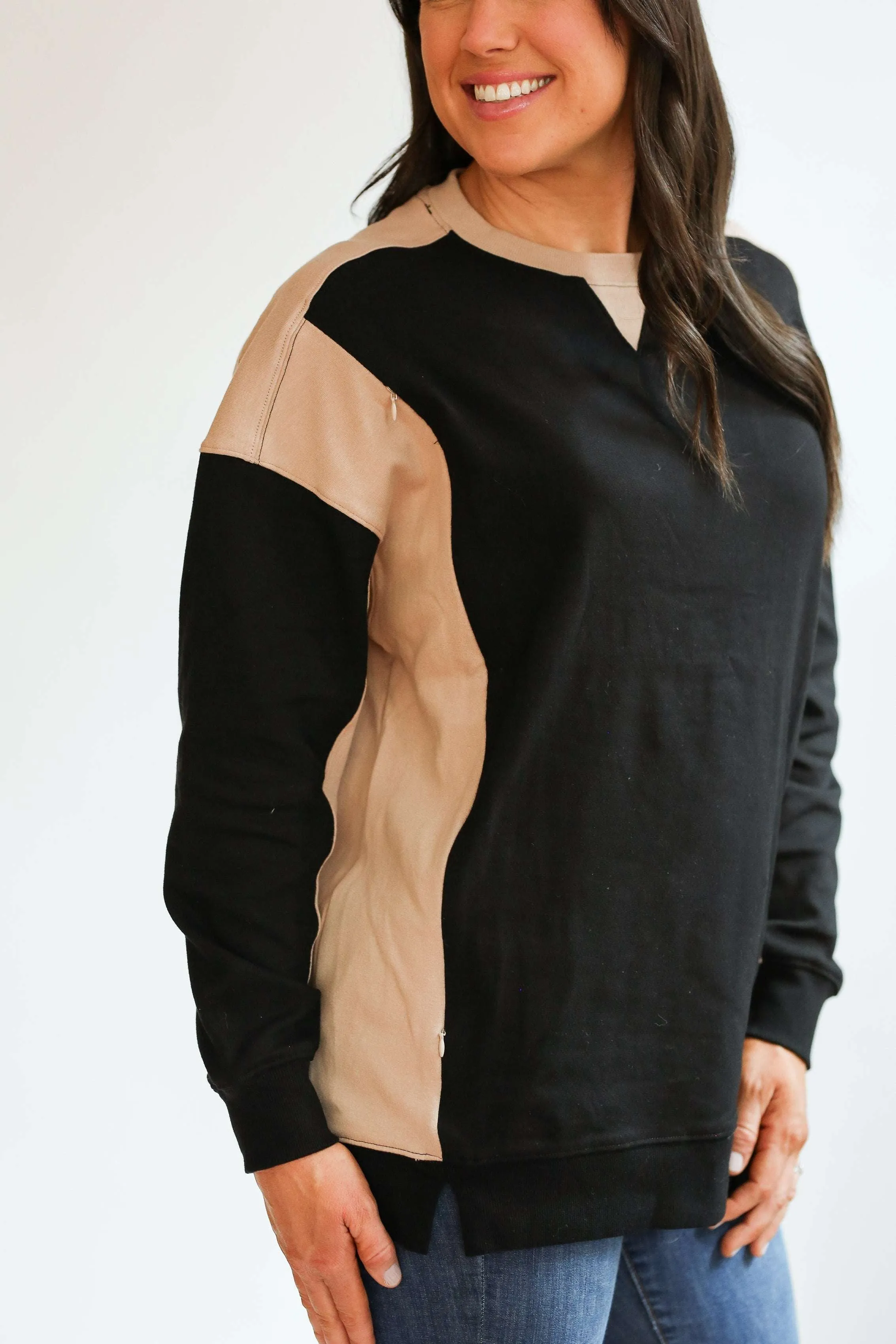 Color Block Nursing Lightweight Sweatshirt