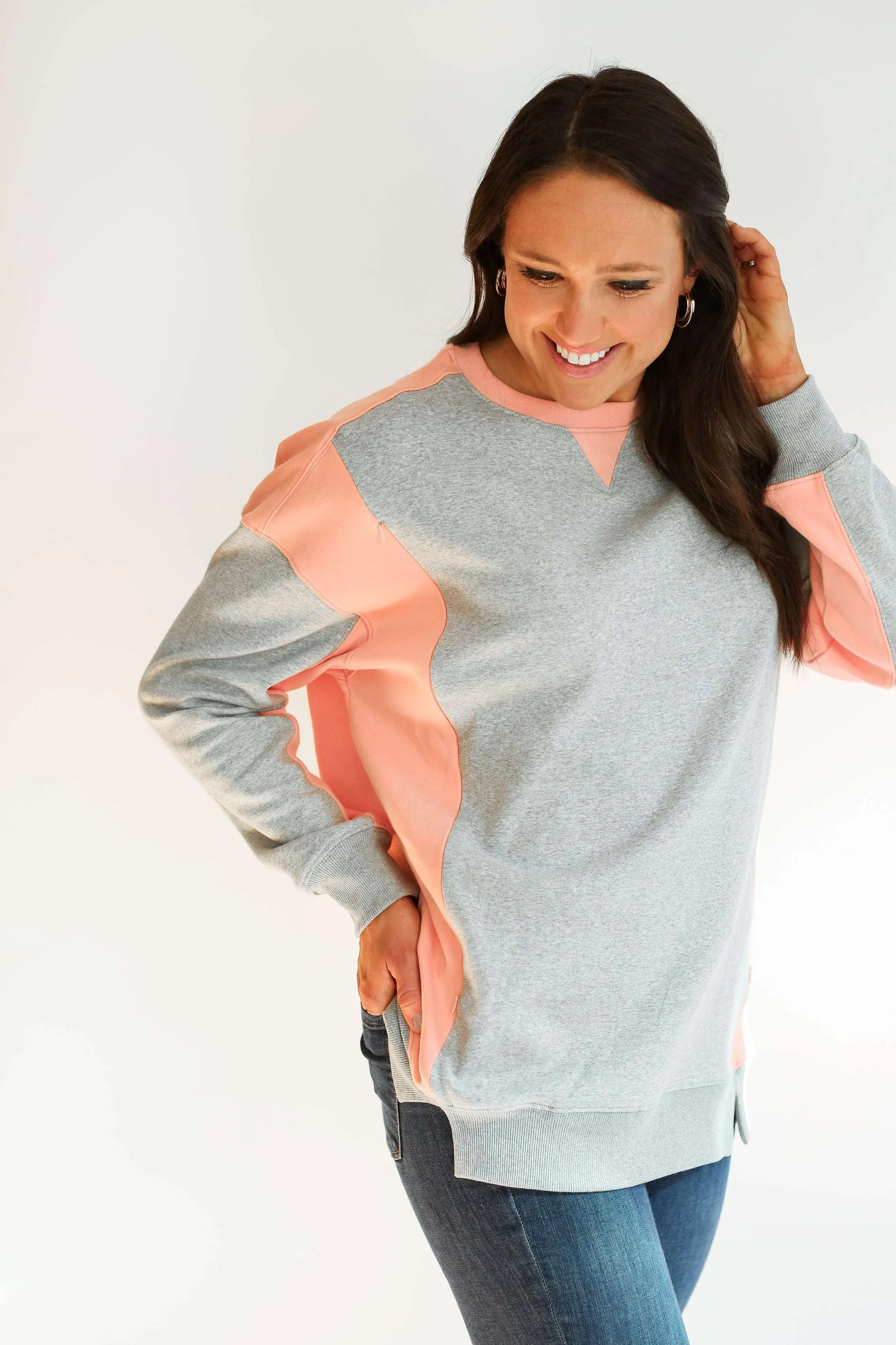 Color Block Nursing Lightweight Sweatshirt