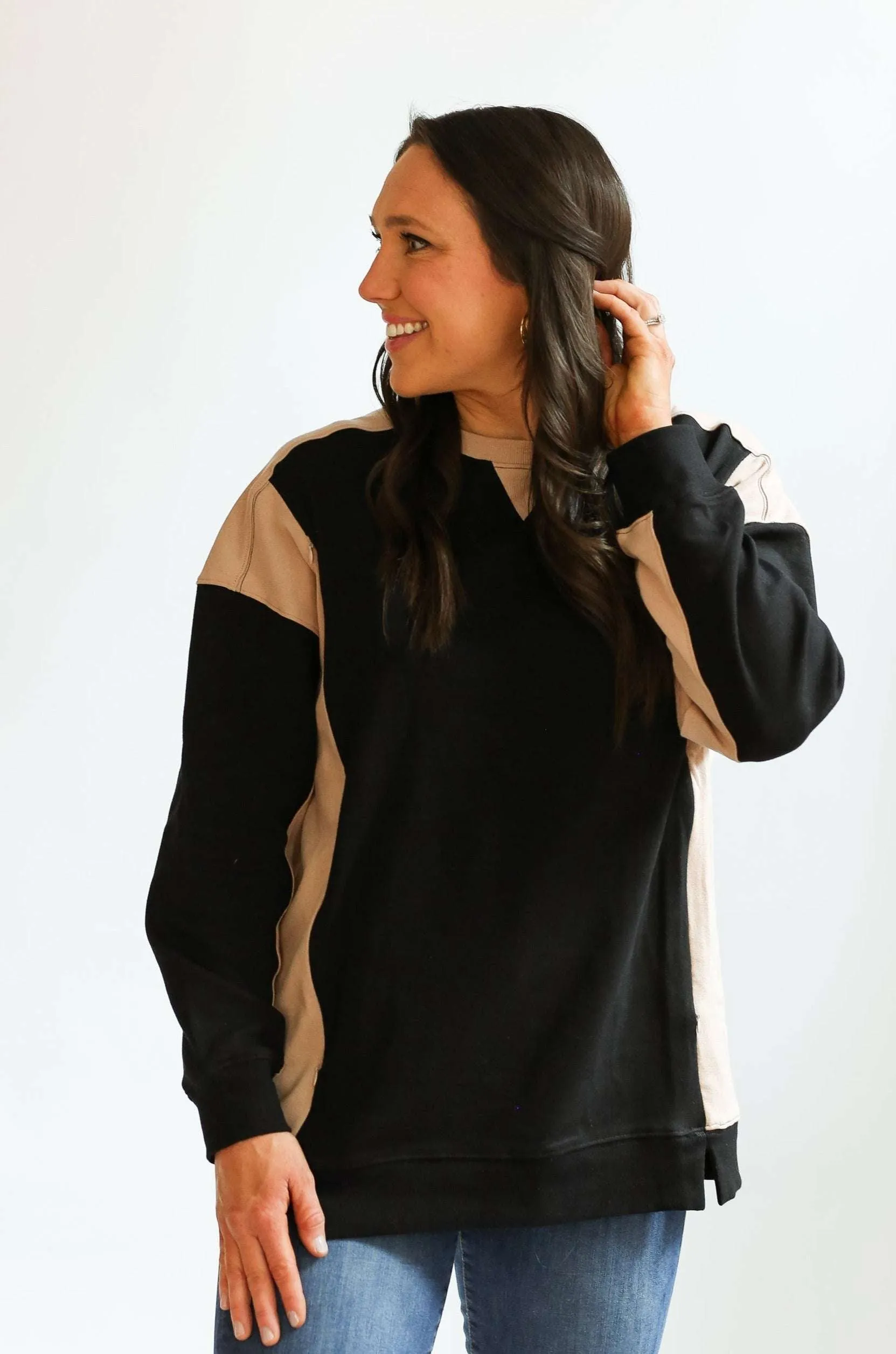 Color Block Nursing Lightweight Sweatshirt