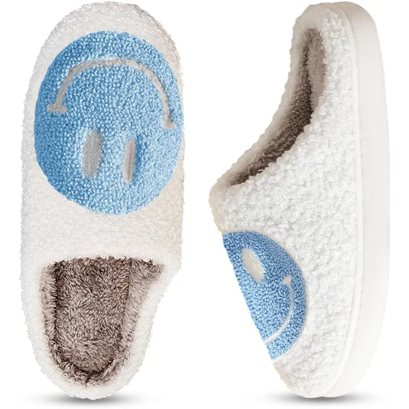 Cozy Comfy Smile Plush Slip On Slippers