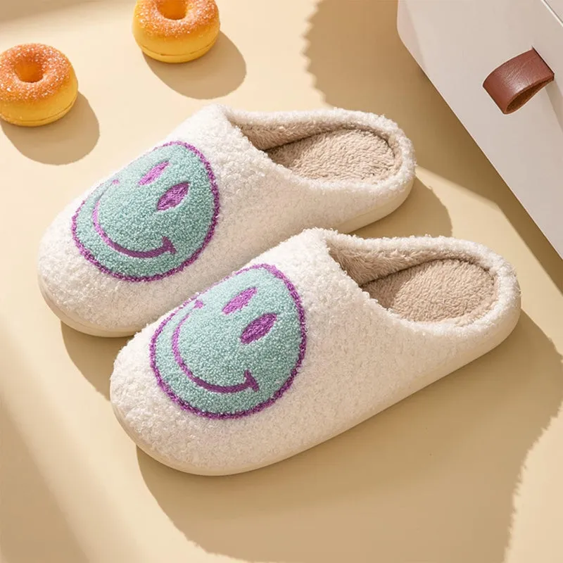 Cozy Comfy Smile Plush Slip On Slippers