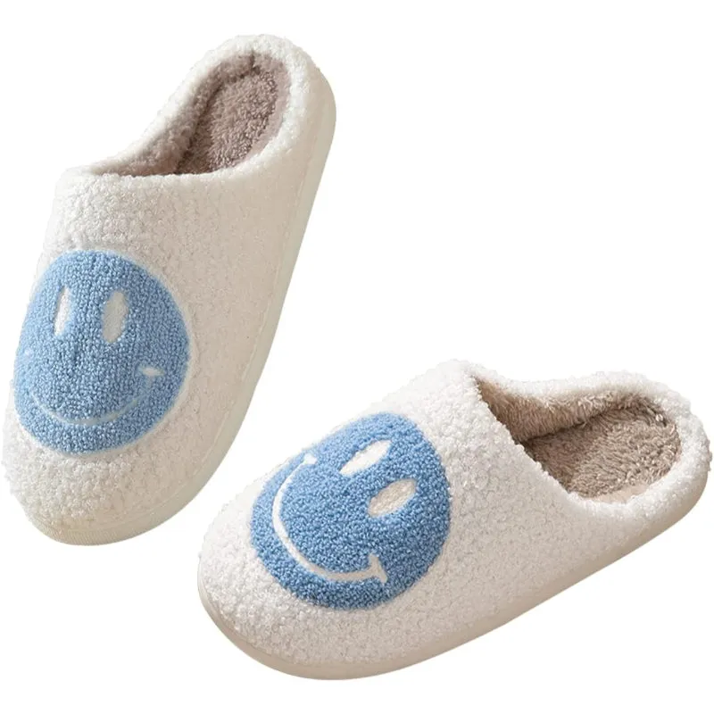 Cozy Comfy Smile Plush Slip On Slippers