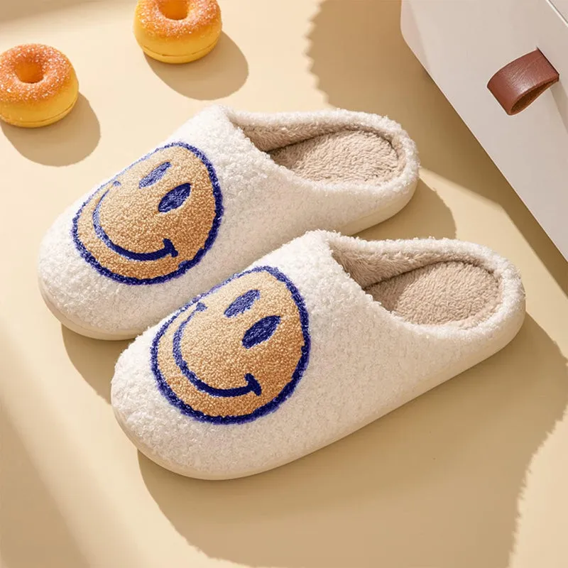 Cozy Comfy Smile Plush Slip On Slippers