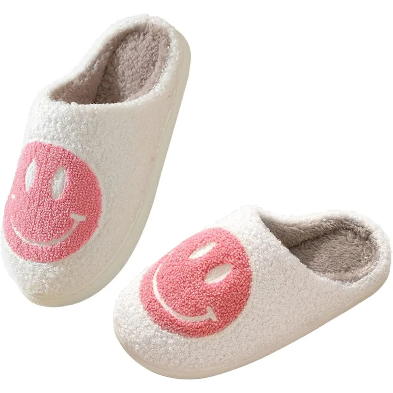 Cozy Comfy Smile Plush Slip On Slippers