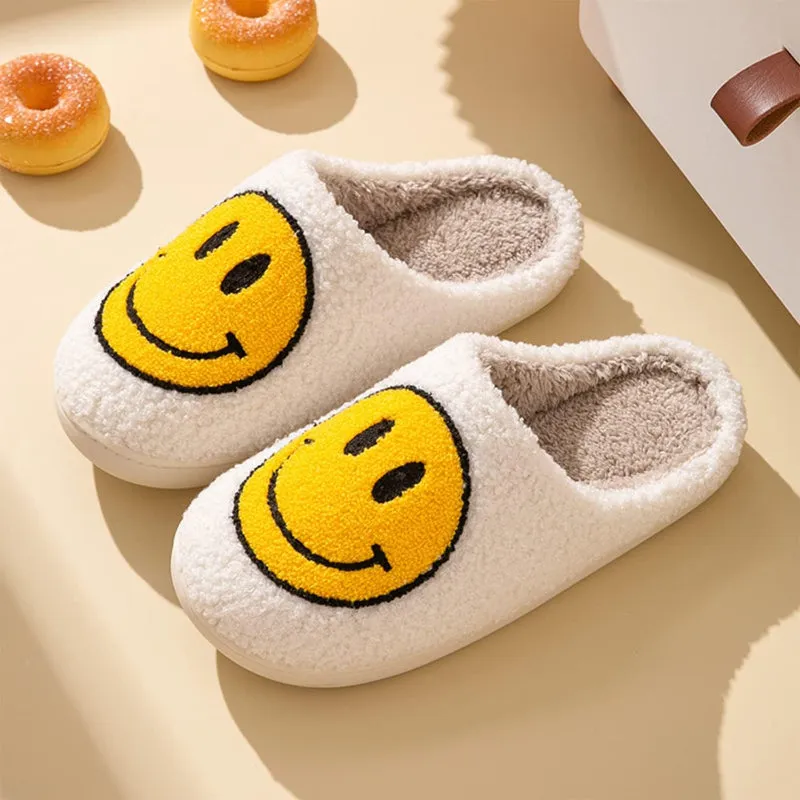 Cozy Comfy Smile Plush Slip On Slippers