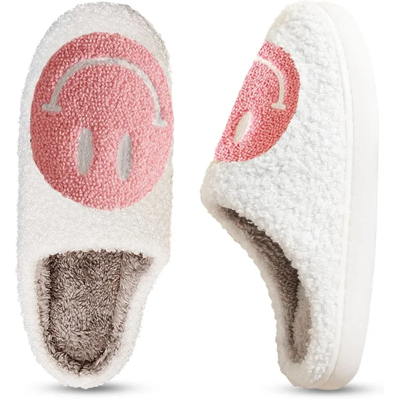 Cozy Comfy Smile Plush Slip On Slippers