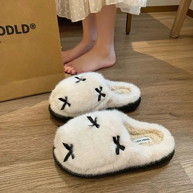 Cozy Thick-Soled Baotou Wool Slippers