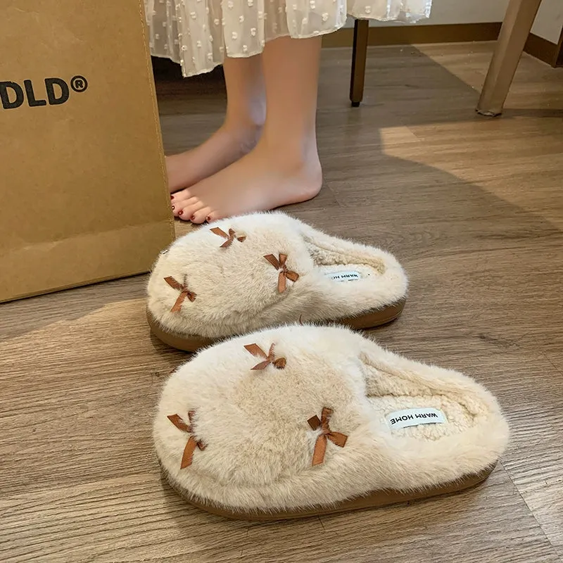 Cozy Thick-Soled Baotou Wool Slippers