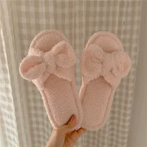 Cute Heart Plush Velvet Cotton Slippers for Women