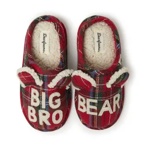 Dearfoams Unisex Lil Bear Slipper Big Sis Tartan Plaid 13 US Kid Pair of Shoes