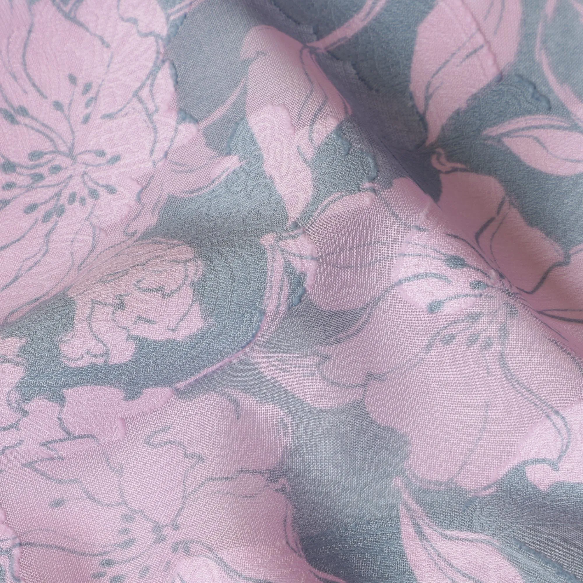 Dusty Pink Japanese Cotton Voile Fabric, Light Pink Floral Print, 110 cm Width-D20920