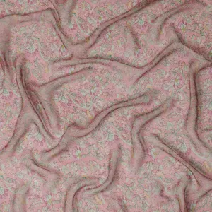 Dusty Pink Synthetic Crepe Fabric with Floral Motif, 110 cm Width-D20687