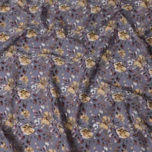 Elegant Lavender Floral Print Cotton Lawn Fabric - 110 cm Width-D19973