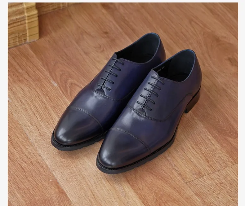 Formal Navy Blue Leather Oxford Shoes