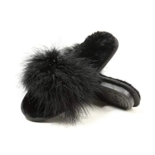 Fur Slippers Memory Foam Cozy House Slides Shoes