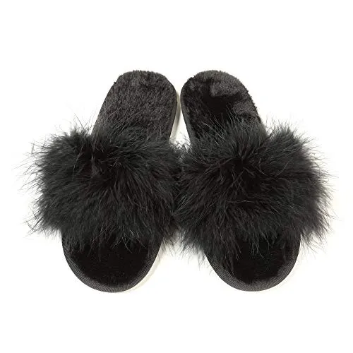 Fur Slippers Memory Foam Cozy House Slides Shoes