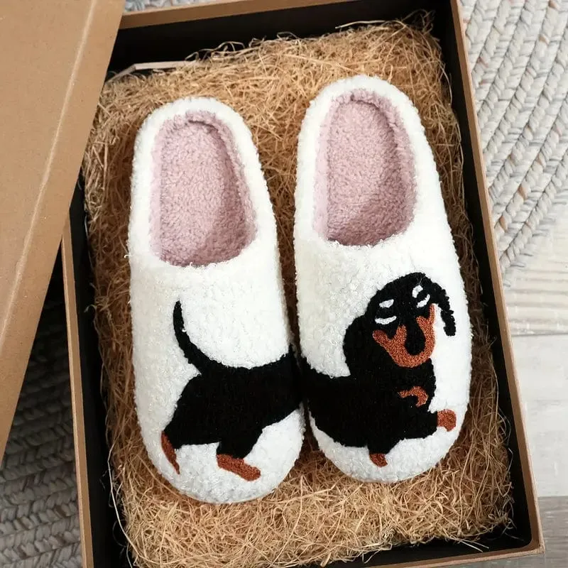 Fuzzy Dachshund Slippers