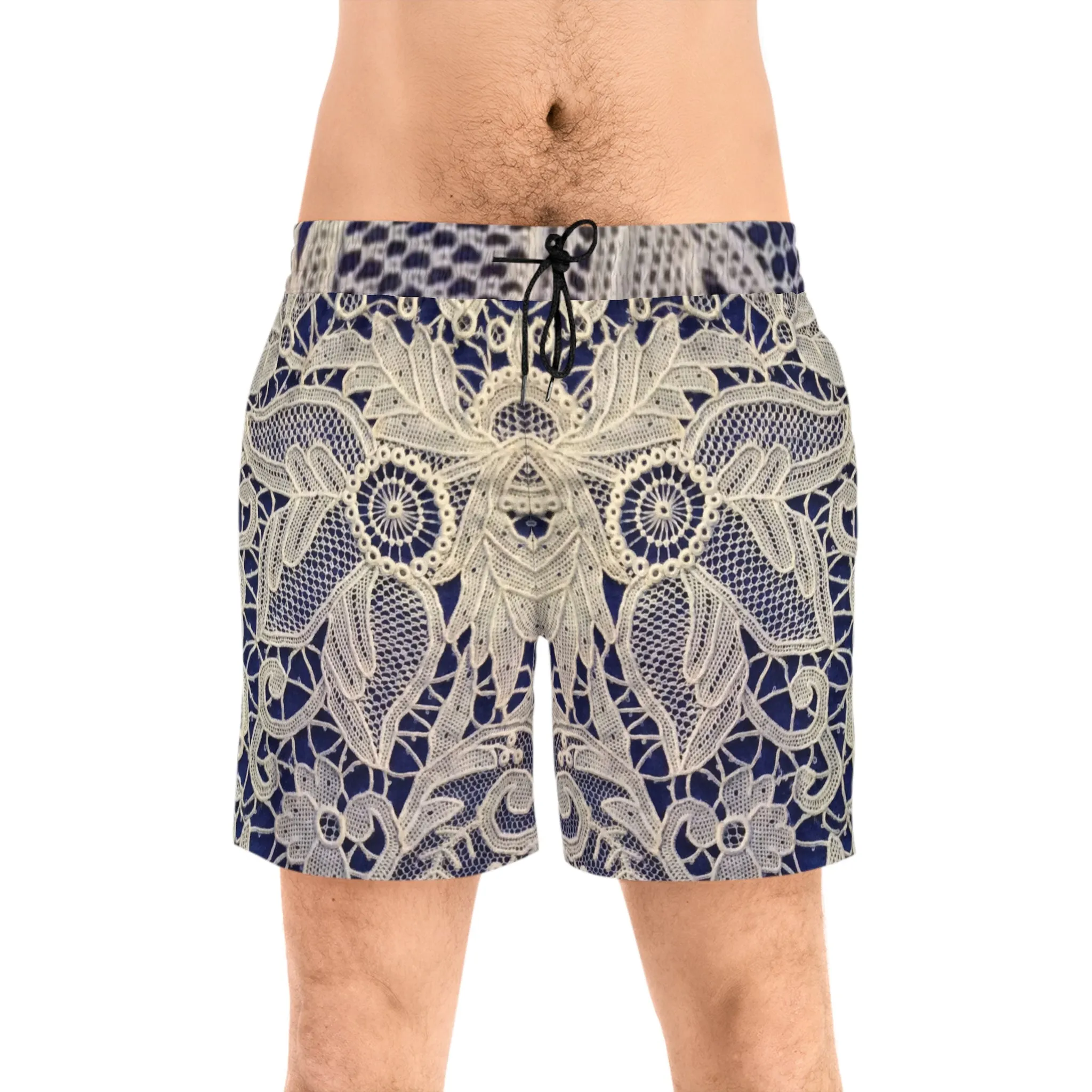 Golden and Blue - Inovax Men's Mid-Length Swim Shorts