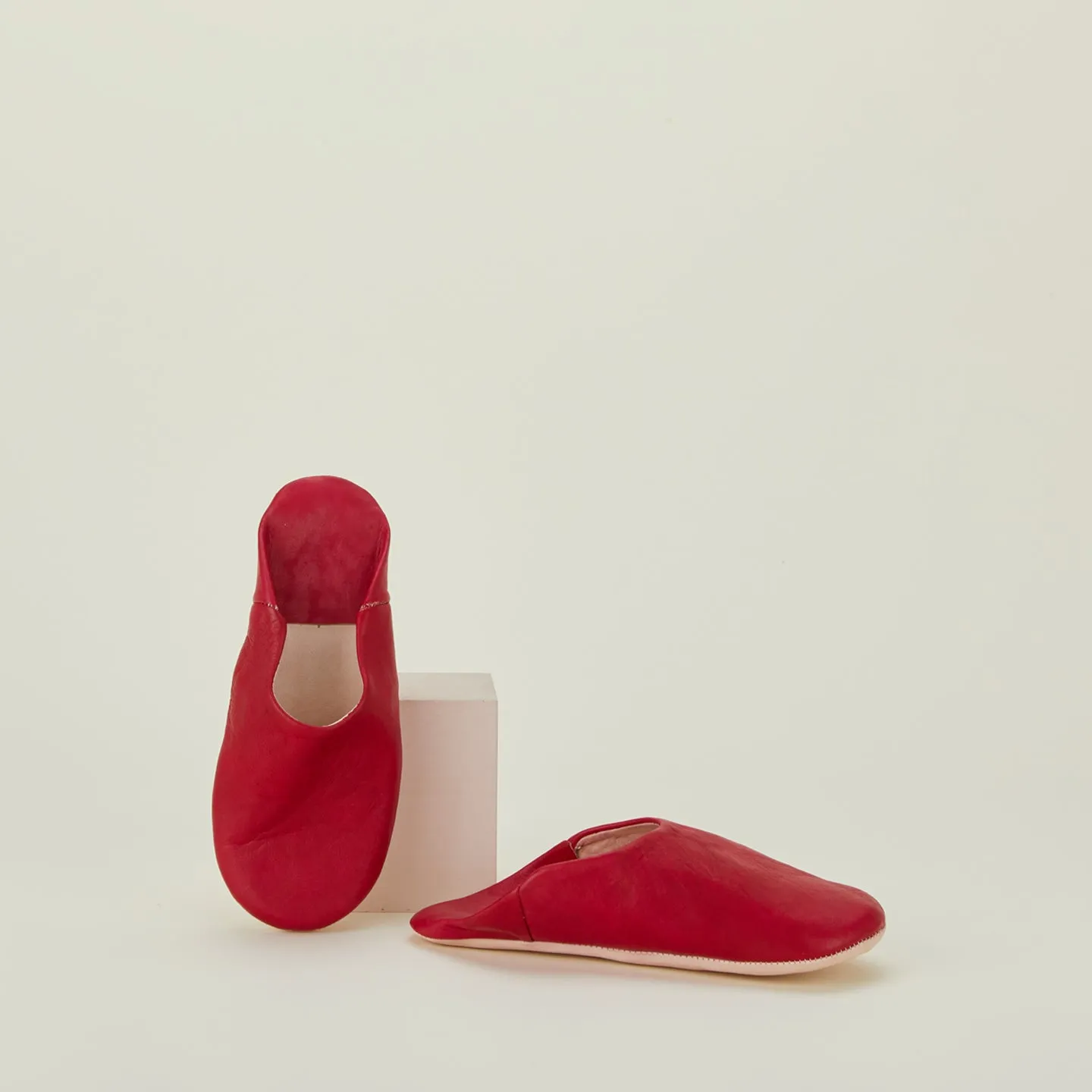 Handmade Leather Slippers - Red