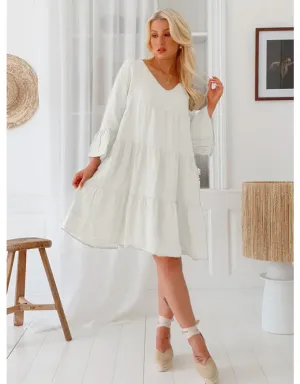 Haylie Linen Dress White