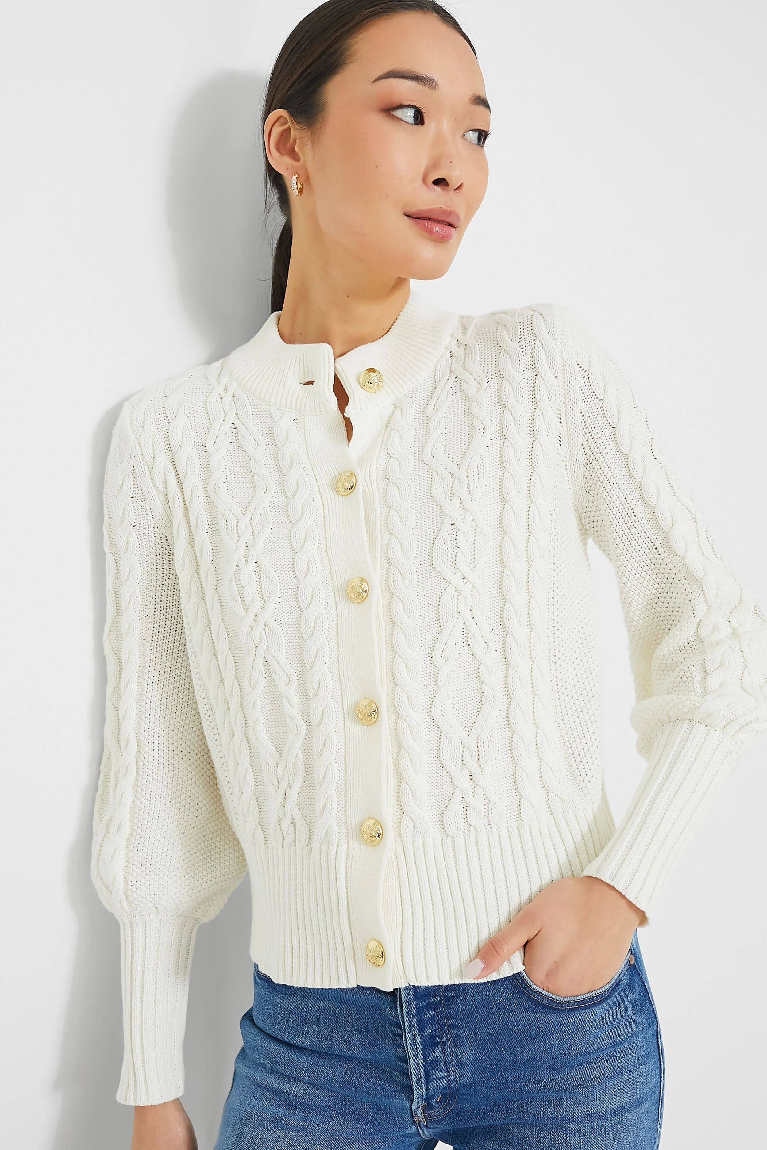 Ivory Cotton Colette Cardigan