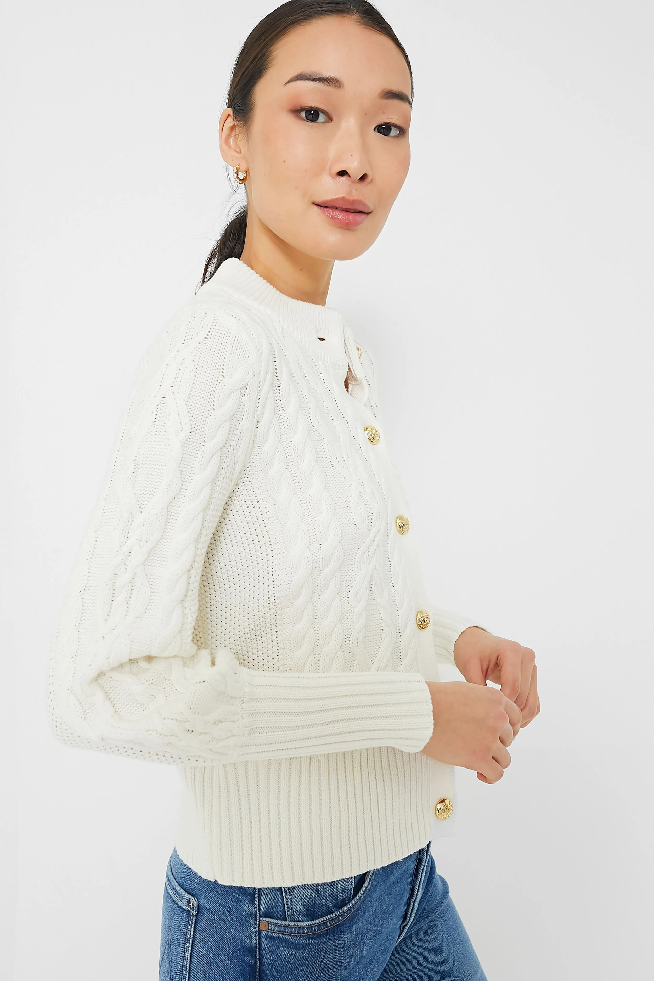 Ivory Cotton Colette Cardigan