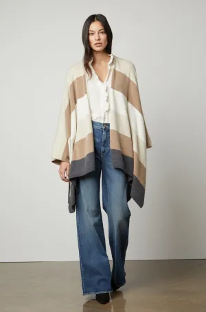 JONAS STRIPED OPEN FRONT PONCHO