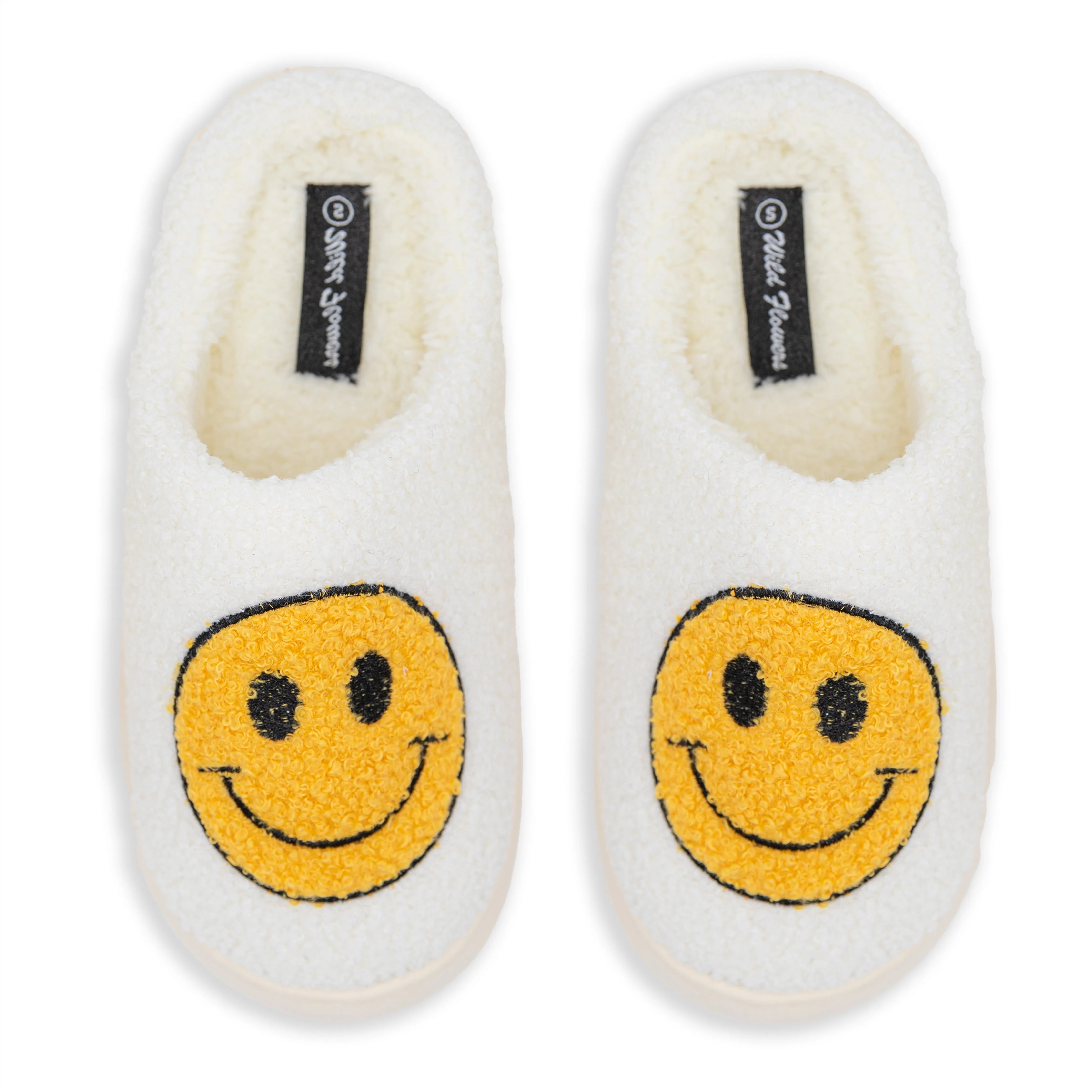 Ladies Closed Toe Smiley Face Slippers