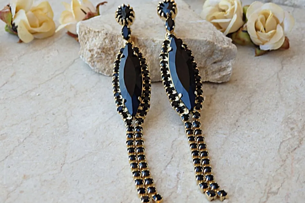 Long black earrings