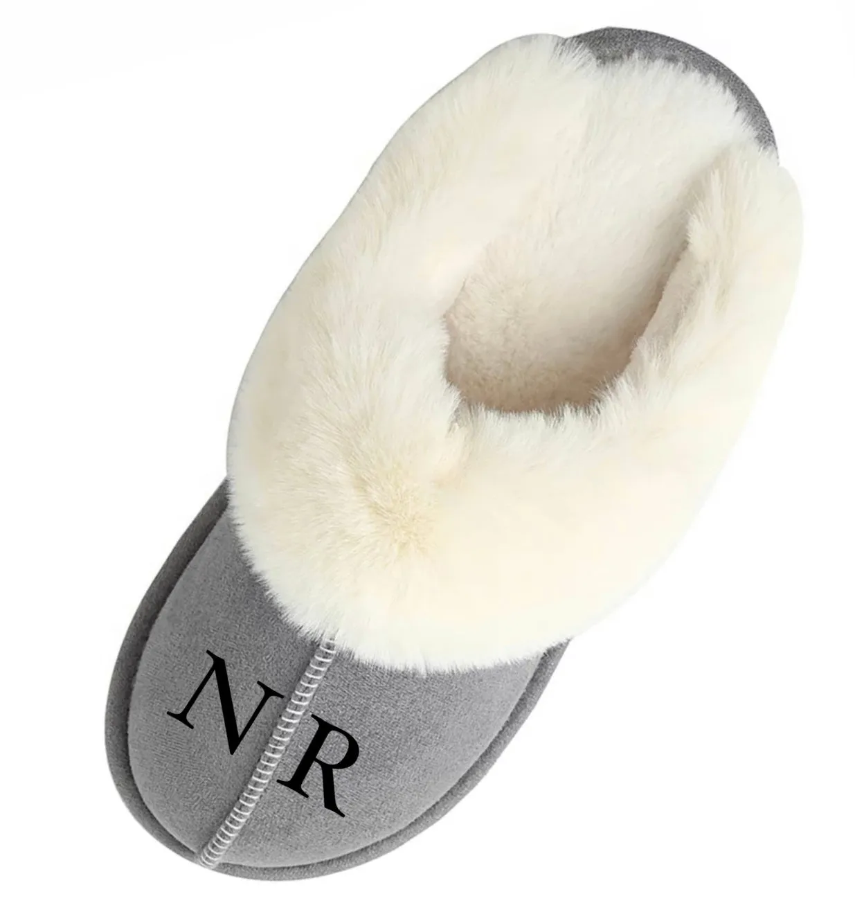 Men's Monogrammed Slippers - Grey