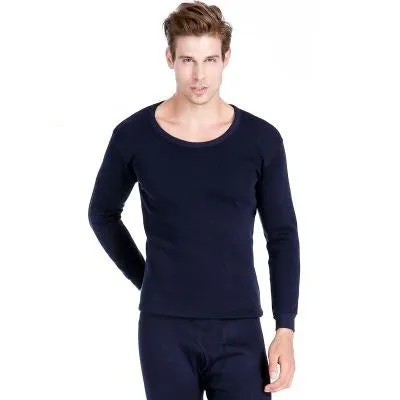 Men's plus velvet thick round neck shirt