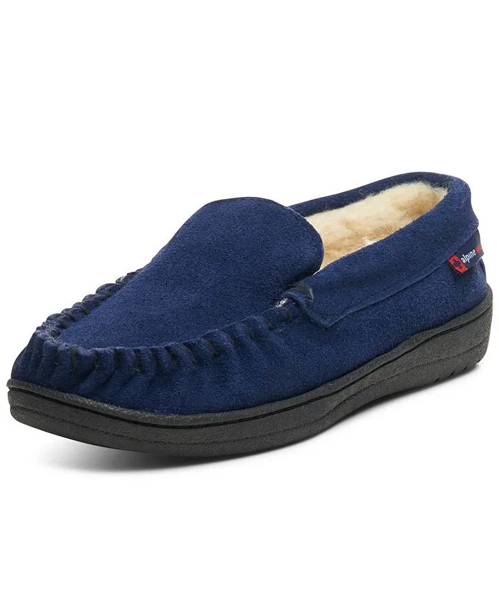 Men's Yukon Sheepskin Suede Loafers Alpine Swiss Slip On Toe Shoes Blue